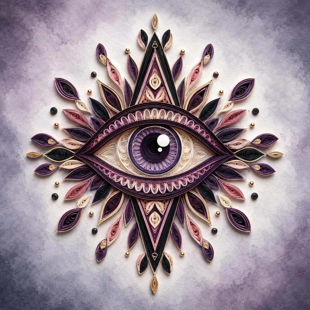 8 X 8 Framed Purple Mystical Eye 1416